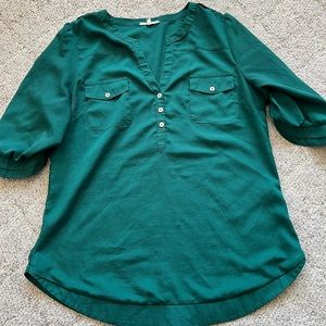 Teal Stitchfix 41 Hawthorne 3/4 Sleeve Blouse